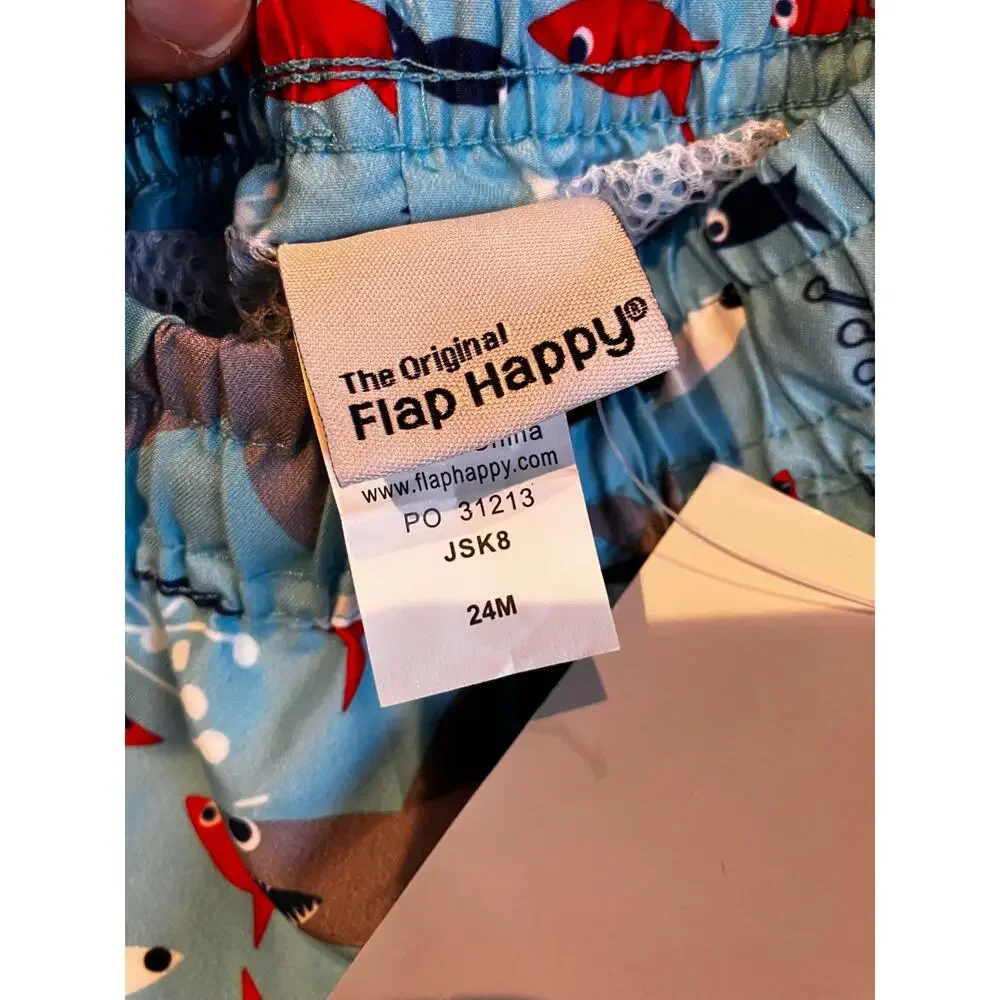 Flap Happy Baby Boys Swim Trunks Shark Print UPF 50+ Size 24M NWT 1987‎ 80s VTG